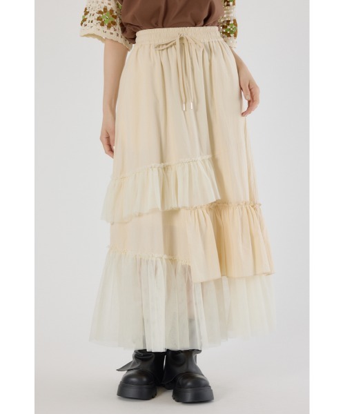 RODEO CROWNS WIDE BOWL(ロデオクラウンズワイドボウル)の「ランダムティアードスカート(スカート・レディース・ライトブラウン/アイボリー/ブラック・FREE)」の9枚目の写真