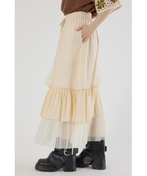 RODEO CROWNS WIDE BOWL(ロデオクラウンズワイドボウル)の「ランダムティアードスカート(スカート・レディース・ライトブラウン/アイボリー/ブラック・FREE)」の10枚目の写真