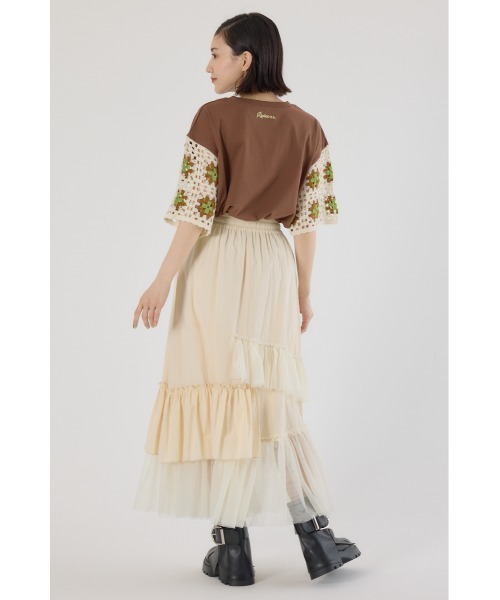 RODEO CROWNS WIDE BOWL(ロデオクラウンズワイドボウル)の「ランダムティアードスカート(スカート・レディース・ライトブラウン/アイボリー/ブラック・FREE)」の13枚目の写真