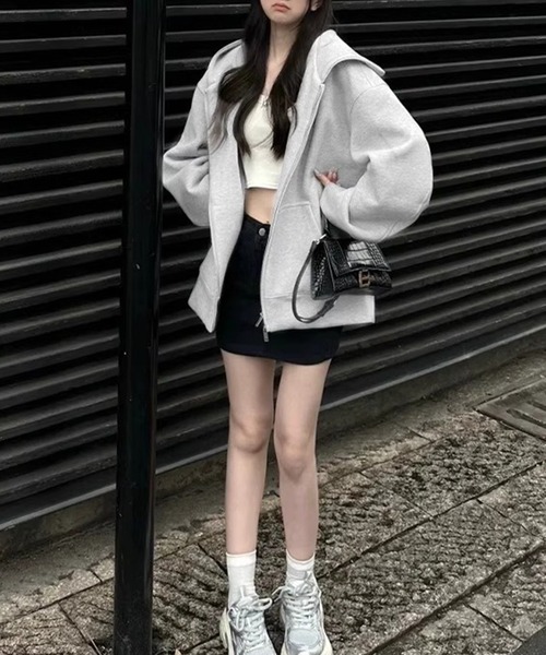 SpRay（スプレイ）の「オーバーサイズジップパーカー（パーカー・レディース・グレー/ブラック/チャコールグレー・FREE）」の17枚目の写真