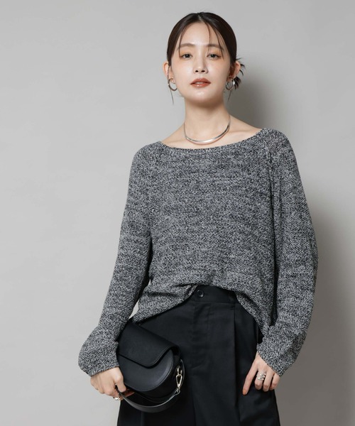 NANO universe(ナノユニバース)の「メランジクルーネックニット(ニット/セーター・レディース・ブラック/ベージュ/オレンジ・FREE)」の18枚目の写真