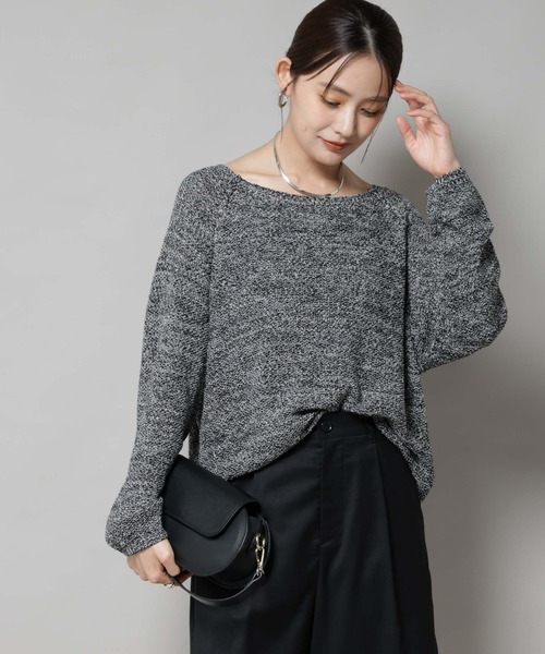 NANO universe(ナノユニバース)の「メランジクルーネックニット(ニット/セーター・レディース・ブラック/ベージュ/オレンジ・FREE)」の19枚目の写真