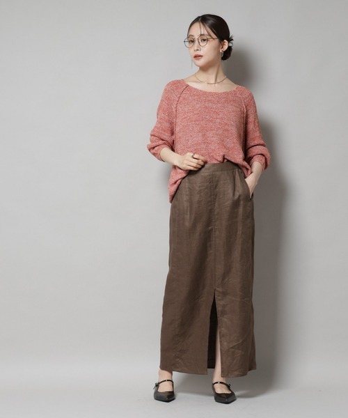 NANO universe(ナノユニバース)の「メランジクルーネックニット(ニット/セーター・レディース・ブラック/ベージュ/オレンジ・FREE)」の14枚目の写真