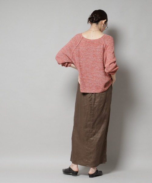 NANO universe(ナノユニバース)の「メランジクルーネックニット(ニット/セーター・レディース・ブラック/ベージュ/オレンジ・FREE)」の15枚目の写真