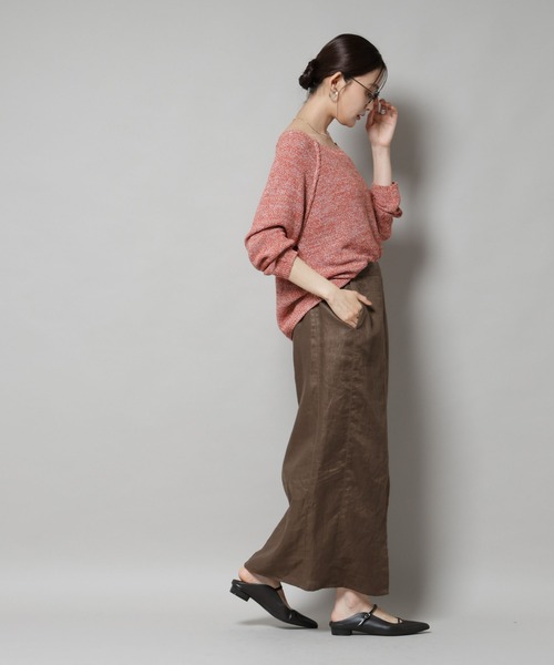 NANO universe(ナノユニバース)の「メランジクルーネックニット(ニット/セーター・レディース・ブラック/ベージュ/オレンジ・FREE)」の16枚目の写真