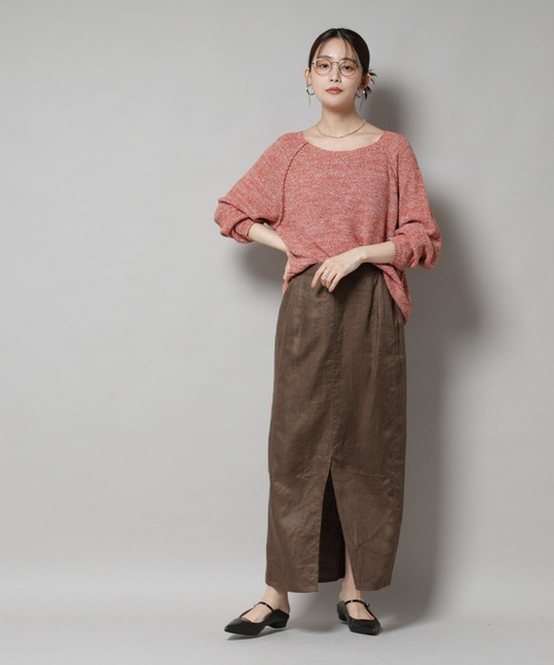 NANO universe(ナノユニバース)の「メランジクルーネックニット(ニット/セーター・レディース・ブラック/ベージュ/オレンジ・FREE)」の17枚目の写真