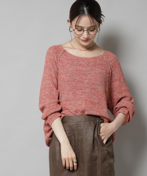 NANO universe(ナノユニバース)の「メランジクルーネックニット(ニット/セーター・レディース・ブラック/ベージュ/オレンジ・FREE)」の11枚目の写真