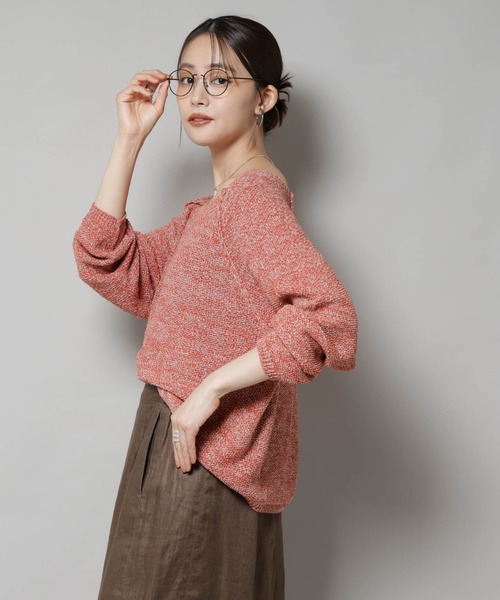 NANO universe(ナノユニバース)の「メランジクルーネックニット(ニット/セーター・レディース・ブラック/ベージュ/オレンジ・FREE)」の12枚目の写真