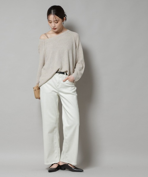 NANO universe(ナノユニバース)の「メランジクルーネックニット(ニット/セーター・レディース・ブラック/ベージュ/オレンジ・FREE)」の7枚目の写真