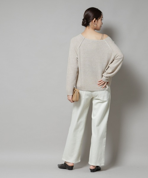 NANO universe(ナノユニバース)の「メランジクルーネックニット(ニット/セーター・レディース・ブラック/ベージュ/オレンジ・FREE)」の8枚目の写真