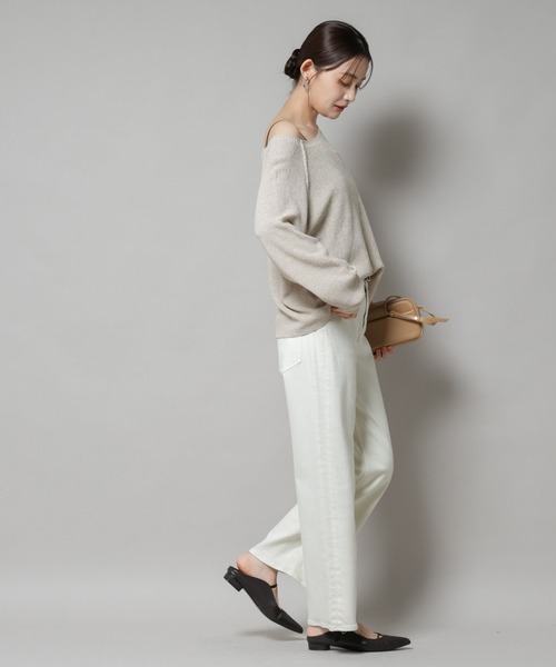 NANO universe(ナノユニバース)の「メランジクルーネックニット(ニット/セーター・レディース・ブラック/ベージュ/オレンジ・FREE)」の9枚目の写真