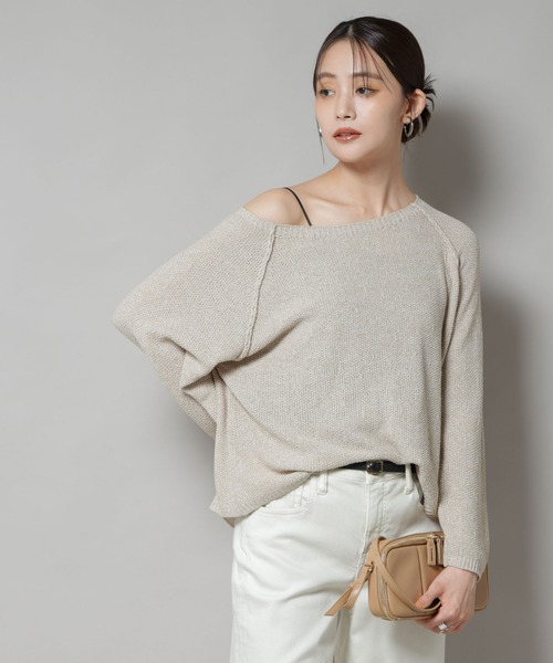 NANO universe(ナノユニバース)の「メランジクルーネックニット(ニット/セーター・レディース・ブラック/ベージュ/オレンジ・FREE)」の5枚目の写真