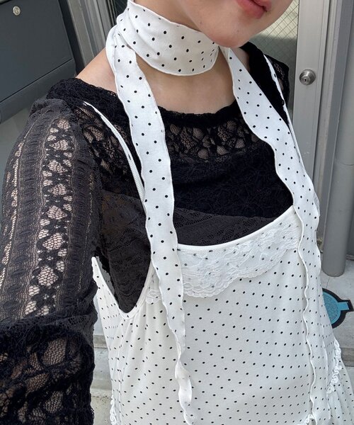 CIAOPANIC（チャオパニック）の「チョーカーSETドットアシメチュニックキャミワンピ（ワンピース・レディース・ブラック/ホワイト/グレー・ONE SIZE）」の4枚目の写真