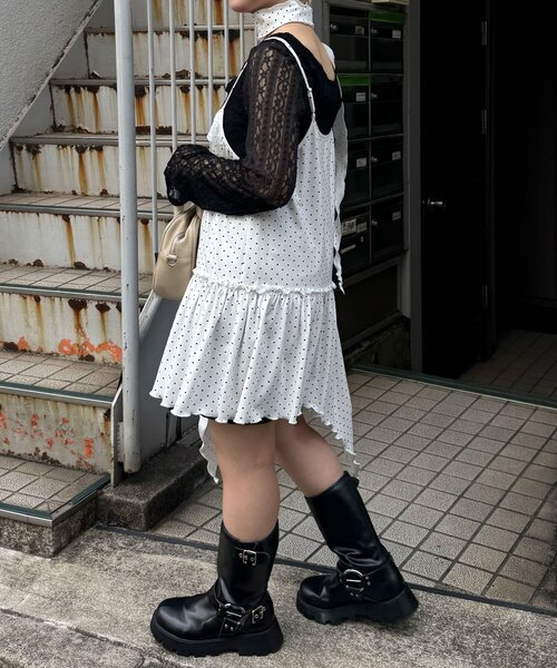 CIAOPANIC（チャオパニック）の「チョーカーSETドットアシメチュニックキャミワンピ（ワンピース・レディース・ブラック/ホワイト/グレー・ONE SIZE）」の9枚目の写真