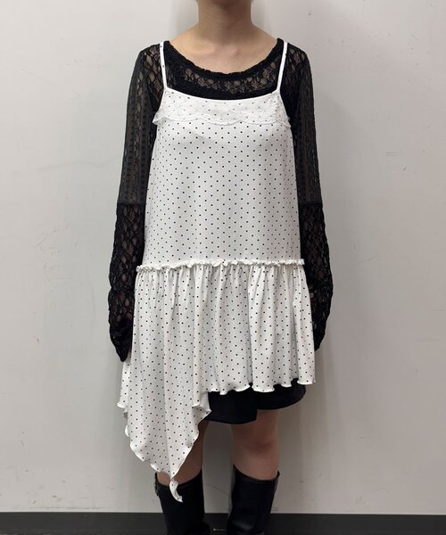 CIAOPANIC（チャオパニック）の「チョーカーSETドットアシメチュニックキャミワンピ（ワンピース・レディース・ブラック/ホワイト/グレー・ONE SIZE）」の11枚目の写真
