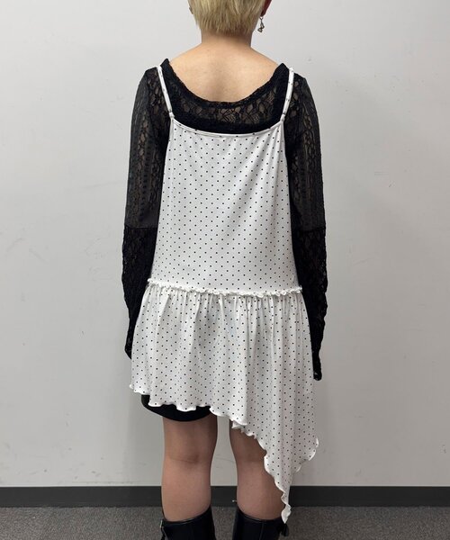 CIAOPANIC（チャオパニック）の「チョーカーSETドットアシメチュニックキャミワンピ（ワンピース・レディース・ブラック/ホワイト/グレー・ONE SIZE）」の13枚目の写真