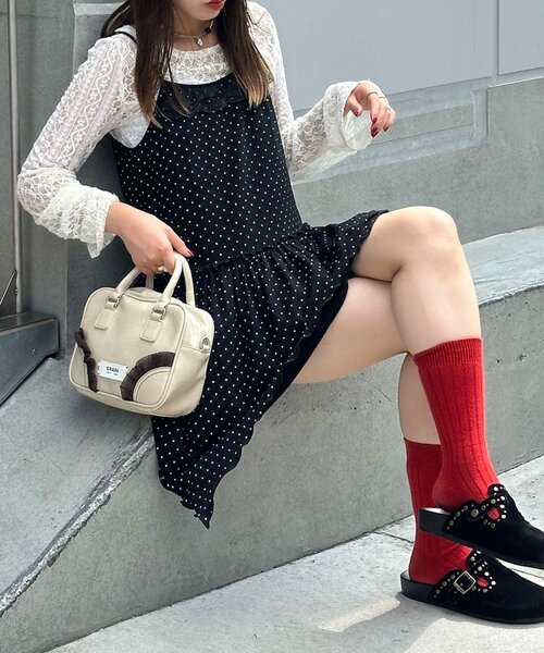 CIAOPANIC（チャオパニック）の「チョーカーSETドットアシメチュニックキャミワンピ（ワンピース・レディース・ブラック/ホワイト/グレー・ONE SIZE）」の19枚目の写真