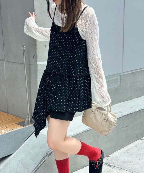 CIAOPANIC（チャオパニック）の「チョーカーSETドットアシメチュニックキャミワンピ（ワンピース・レディース・ブラック/ホワイト/グレー・ONE SIZE）」の20枚目の写真