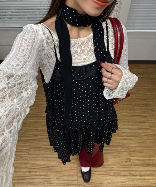 CIAOPANIC（チャオパニック）の「チョーカーSETドットアシメチュニックキャミワンピ（ワンピース・レディース・ブラック/ホワイト/グレー・ONE SIZE）」の21枚目の写真