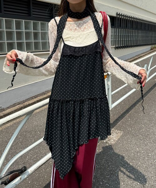 CIAOPANIC（チャオパニック）の「チョーカーSETドットアシメチュニックキャミワンピ（ワンピース・レディース・ブラック/ホワイト/グレー・ONE SIZE）」の22枚目の写真