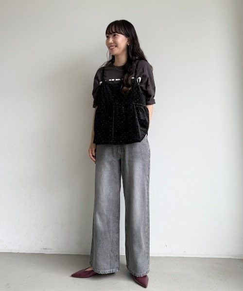 coca(coca)(コカ)の「ラインストーンベロアキャミソール(キャミソール・レディース・ブラック/ネイビー・M/L)」の21枚目の写真
