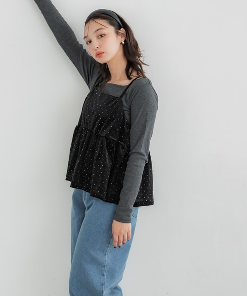 coca(coca)(コカ)の「ラインストーンベロアキャミソール(キャミソール・レディース・ブラック/ネイビー・M/L)」の11枚目の写真