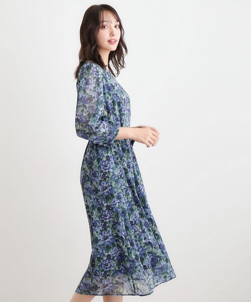 LAURA ASHLEY（ローラアシュレイ）の「【WEB限定カラーあり／洗える／同柄アイテムあり】ケラウェイ柄 ドビーワンピース（ワンピース・レディース・ネイビー系7/レッド系1/オレンジ系1・38/40）」の12枚目の写真