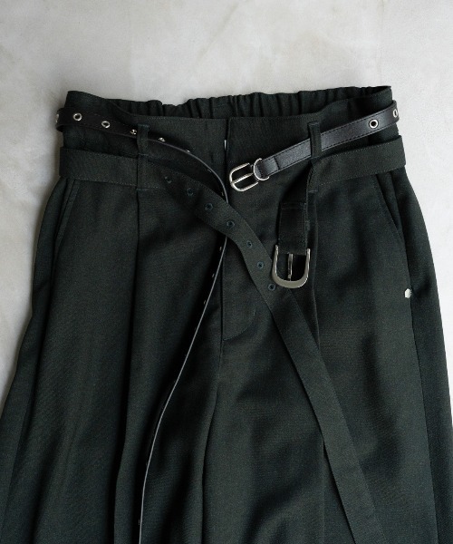 PHILTHEORY（フィルセオリー）の「Double belt slacks / ダブルベルトスラックス（スラックス・メンズ・グリーン/ブラック・3/1/2）」の19枚目の写真