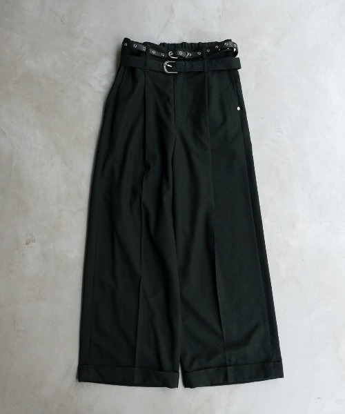 PHILTHEORY（フィルセオリー）の「Double belt slacks / ダブルベルトスラックス（スラックス・メンズ・グリーン/ブラック・3/1/2）」の20枚目の写真