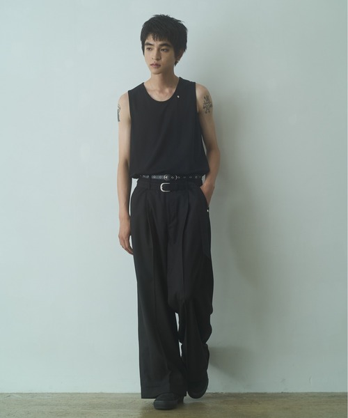 PHILTHEORY（フィルセオリー）の「Double belt slacks / ダブルベルトスラックス（スラックス・メンズ・グリーン/ブラック・3/1/2）」の4枚目の写真