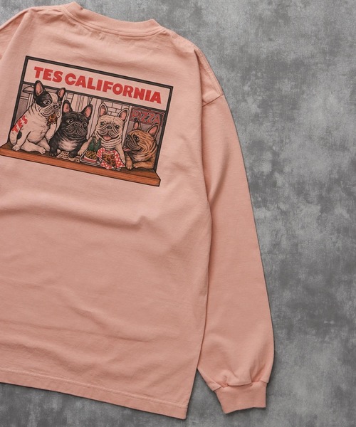 The Endless Summer（エンドレスサマー）の「TES CALIFORNIA PIZZA DINER LONG SLEEVE T-SHIRT / ロンT（Tシャツ/カットソー・メンズ・ライトグレー/ホワイト/ピンク/アイボリー・SMALL/MEDIUM/LARGE/X-LARGE/XX-LARGE）」の4枚目の写真