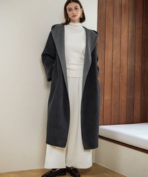 レディースのチェスターコート（グレー/灰色系・フードあり