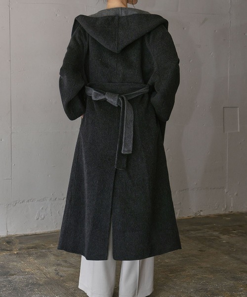 セール】【2025AW】【ウール70％】フーデッド ドロップショルダー