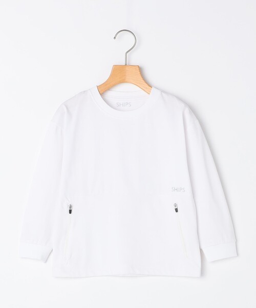 SHIPS(シップス)の「SHIPS KIDS:100~130cm /ファスナー ポケット付き ロング スリーブ Tシャツ(Tシャツ/カットソー・キッズ・ホワイト/ブルー・110/100/120/130)」の1枚目の写真