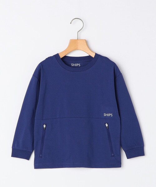 SHIPS(シップス)の「SHIPS KIDS:100~130cm /ファスナー ポケット付き ロング スリーブ Tシャツ(Tシャツ/カットソー・キッズ・ホワイト/ブルー・110/100/120/130)」の2枚目の写真