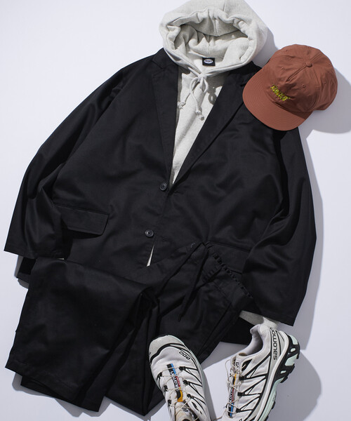 FREAK'S STORE（フリークスストア）の「限定展開 Relax Fit リラックスフィット ツイル セットアップ / テーラードジャケット / ワイドパンツ（テーラードジャケット・メンズ・ブラック/チャコールグレー/オリーブ/ベージュ・LARGE/MEDIUM/SMALL）」の14枚目の写真