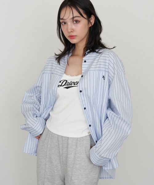 RAY CASSIN(レイカズン)の「【セットアップ対応】胸刺繍ルーズシャツ(シャツ/ブラウス・レディース・アイボリー/ピンク系その他2/ブルー系その他2・FREE)」の3枚目の写真