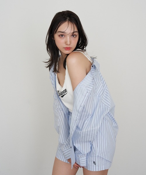 RAY CASSIN(レイカズン)の「【セットアップ対応】胸刺繍ルーズシャツ(シャツ/ブラウス・レディース・アイボリー/ピンク系その他2/ブルー系その他2・FREE)」の5枚目の写真