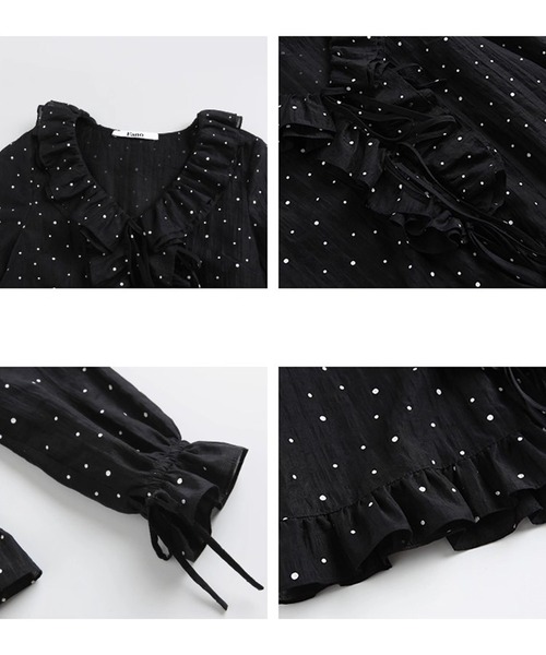 Fano Studios（ファノ ストゥディオズ）の「ドット柄 フリルブラウス FQ25S096【Fano Studios】【2025AW】（シャツ/ブラウス・レディース・ブラック・L/M/S）」の8枚目の写真