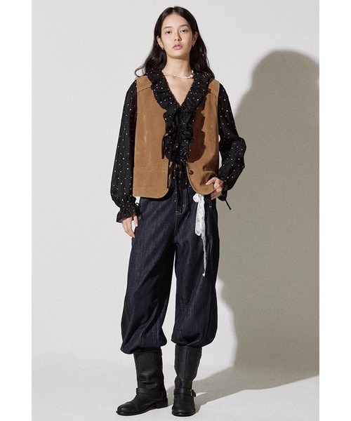 Fano Studios（ファノ ストゥディオズ）の「ドット柄 フリルブラウス FQ25S096【Fano Studios】【2025AW】（シャツ/ブラウス・レディース・ブラック・L/M/S）」の15枚目の写真