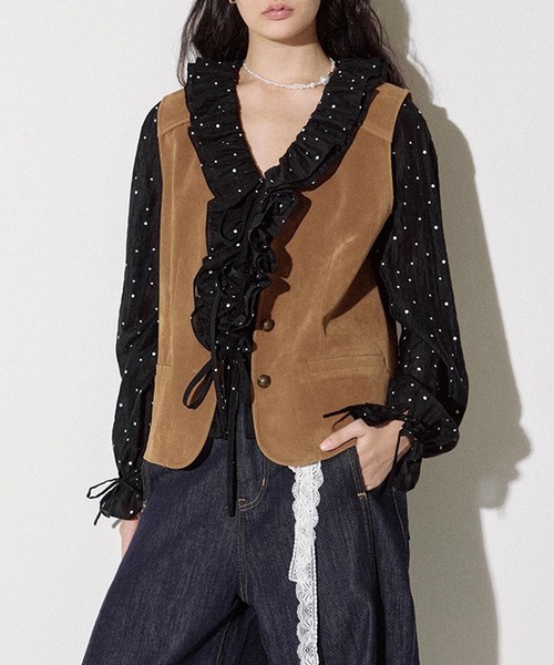 Fano Studios（ファノ ストゥディオズ）の「ドット柄 フリルブラウス FQ25S096【Fano Studios】【2025AW】（シャツ/ブラウス・レディース・ブラック・L/M/S）」の16枚目の写真