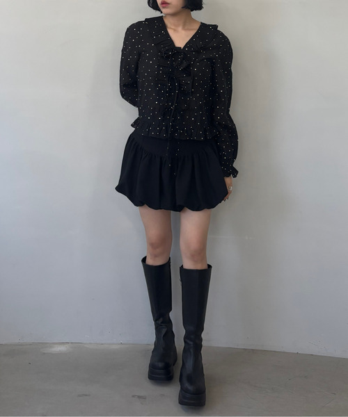 Fano Studios（ファノ ストゥディオズ）の「ドット柄 フリルブラウス FQ25S096【Fano Studios】【2025AW】（シャツ/ブラウス・レディース・ブラック・L/M/S）」の17枚目の写真