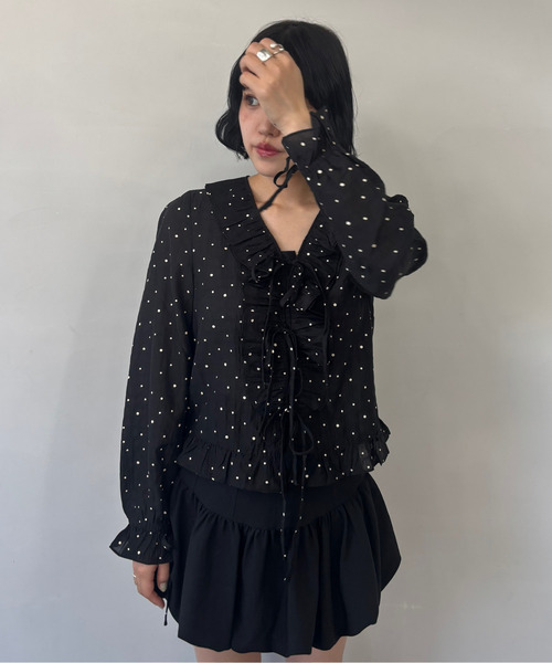 Fano Studios（ファノ ストゥディオズ）の「ドット柄 フリルブラウス FQ25S096【Fano Studios】【2025AW】（シャツ/ブラウス・レディース・ブラック・L/M/S）」の20枚目の写真