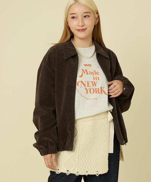 あさ　LE 17 SEPTEMBRE　定価7.5万　ブルゾン　茶色 セール】レザレット スエードライク ブルゾン（その他アウター