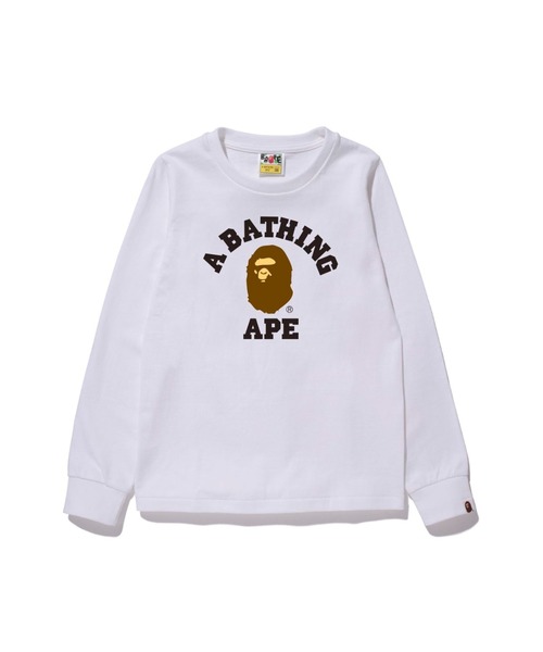 A BATHING APE(アベイシングエイプ)の「COLLEGE LS TEE(Tシャツ/カットソー・レディース・ホワイト/ブラック・X-SMALL/XX-SMALL/MEDIUM/SMALL)」の1枚目の写真