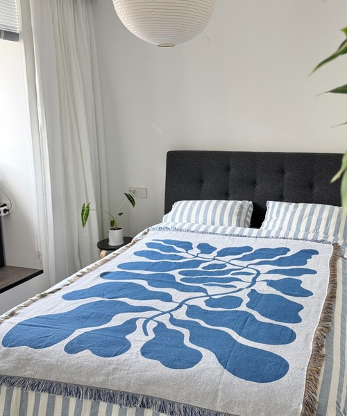 ARKET ブルーブランケット ARKET ブルーブランケット RETRO MODERN ART MULTI BLANKET