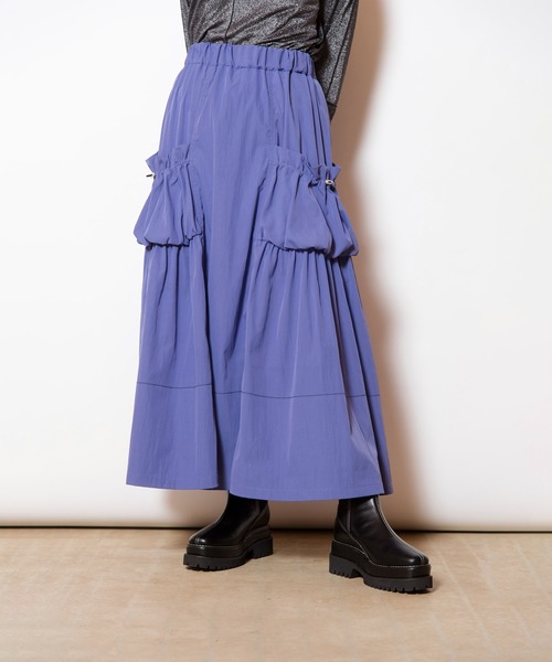OSMOSIS(オズモーシス)の「ギャザーポケットフレアースカート(スカート・レディース・ダークグレー/ブラック/パープル・ONE SIZE)」の4枚目の写真