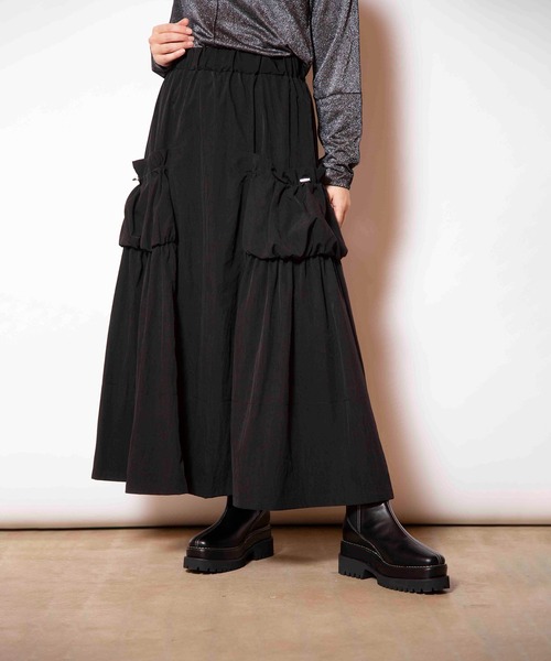 OSMOSIS(オズモーシス)の「ギャザーポケットフレアースカート(スカート・レディース・ダークグレー/ブラック/パープル・ONE SIZE)」の8枚目の写真