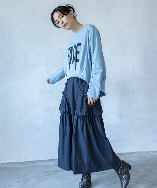 OSMOSIS(オズモーシス)の「ギャザーポケットフレアースカート(スカート・レディース・ダークグレー/ブラック/パープル・ONE SIZE)」の15枚目の写真