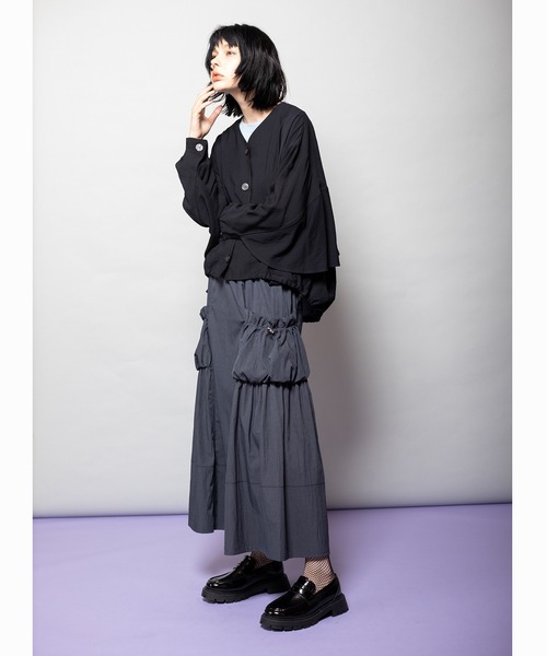 OSMOSIS(オズモーシス)の「ギャザーポケットフレアースカート(スカート・レディース・ダークグレー/ブラック/パープル・ONE SIZE)」の19枚目の写真